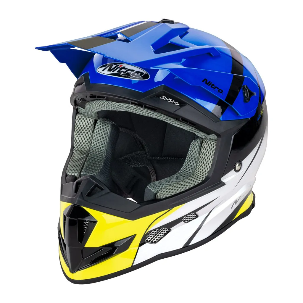 Nitro - MX700 Recoil Blue/White/Yellow Helmet