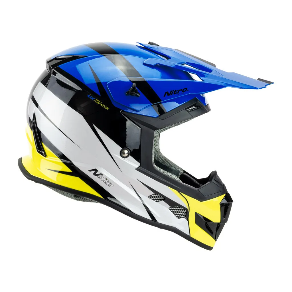 Nitro - MX700 Recoil Blue/White/Yellow Helmet