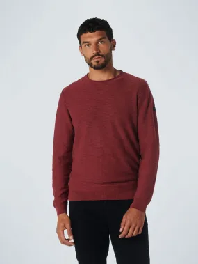 No Excess Dark Red Crew Neck Cotton Pullover