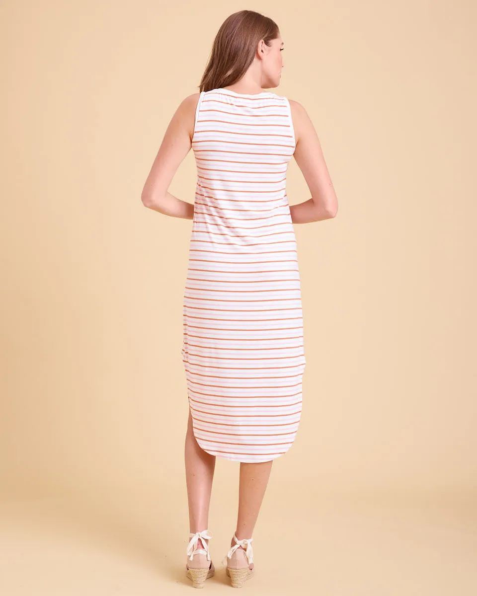 Nursing Tank Dress - Rust & Pink Stripe