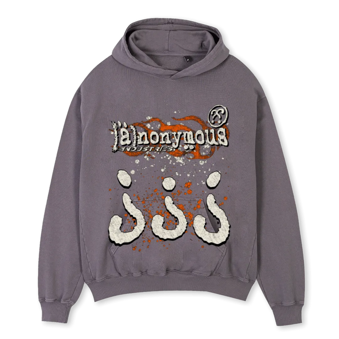 ORANGE PAINT HOODIEE Pigment Grey Oversized Hoodie.