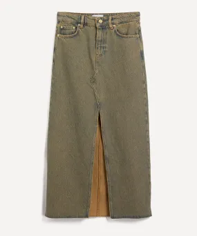 Overdyed Heavy Denim Maxi-Skirt