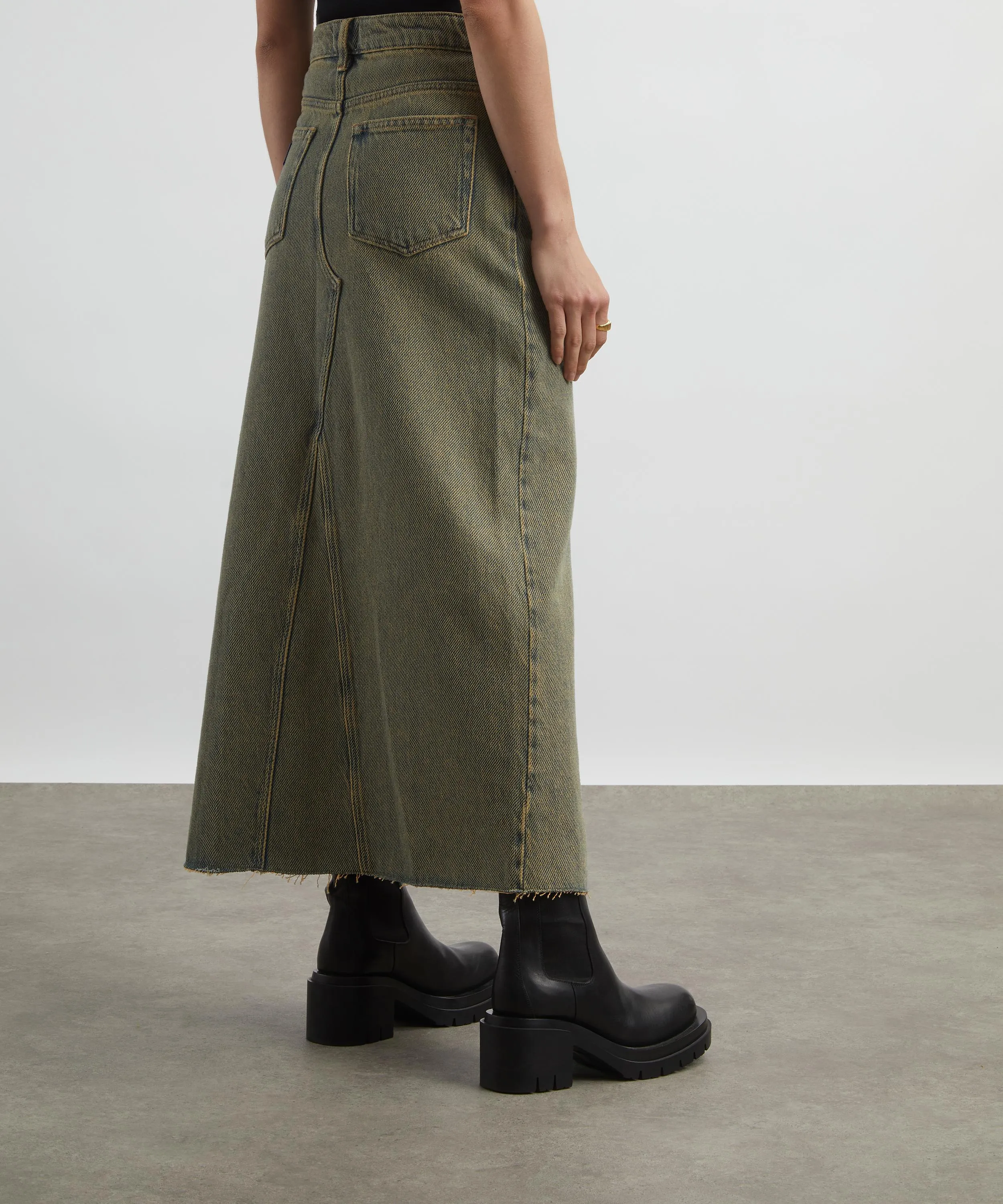 Overdyed Heavy Denim Maxi-Skirt