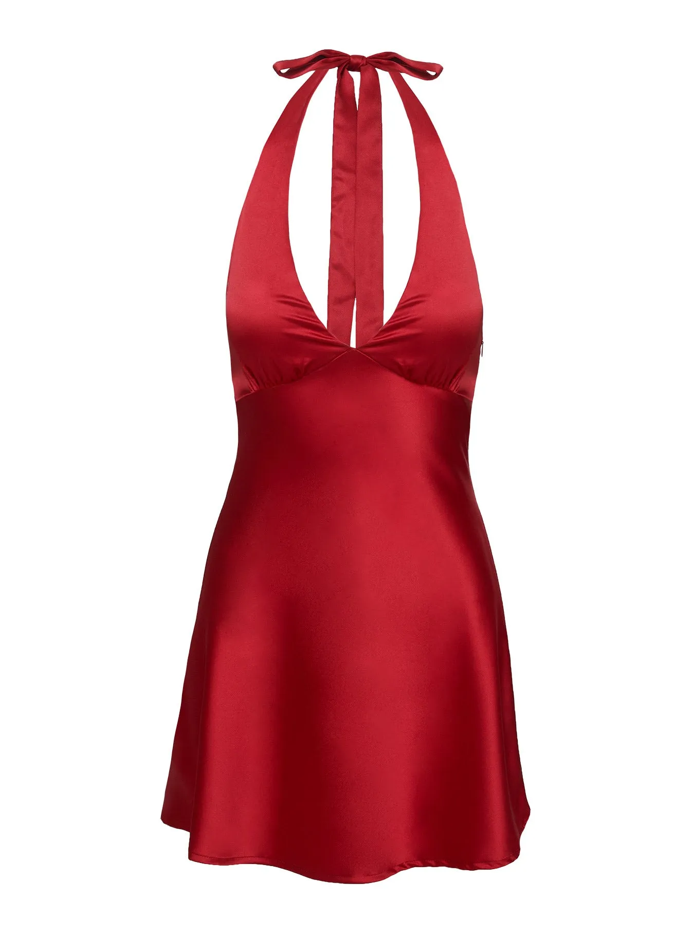 Pelagia Halter Scarf Tie Mini Dress Red