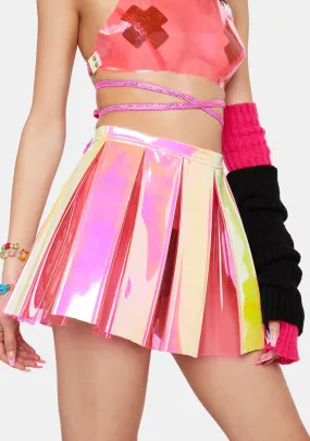 Pink Lemonade Pleated Vinyl Skirt-