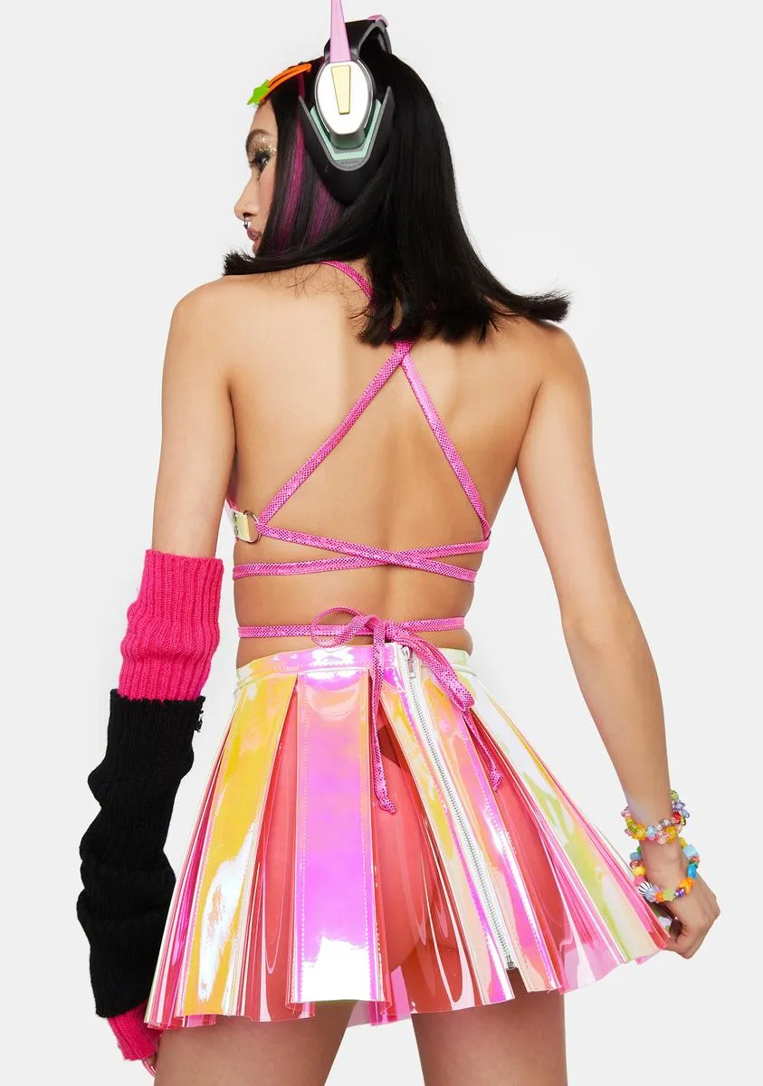 Pink Lemonade Pleated Vinyl Skirt-