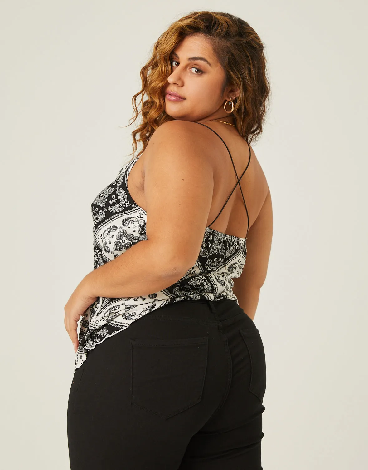 Plus Size Paisley Bandana Print Tank