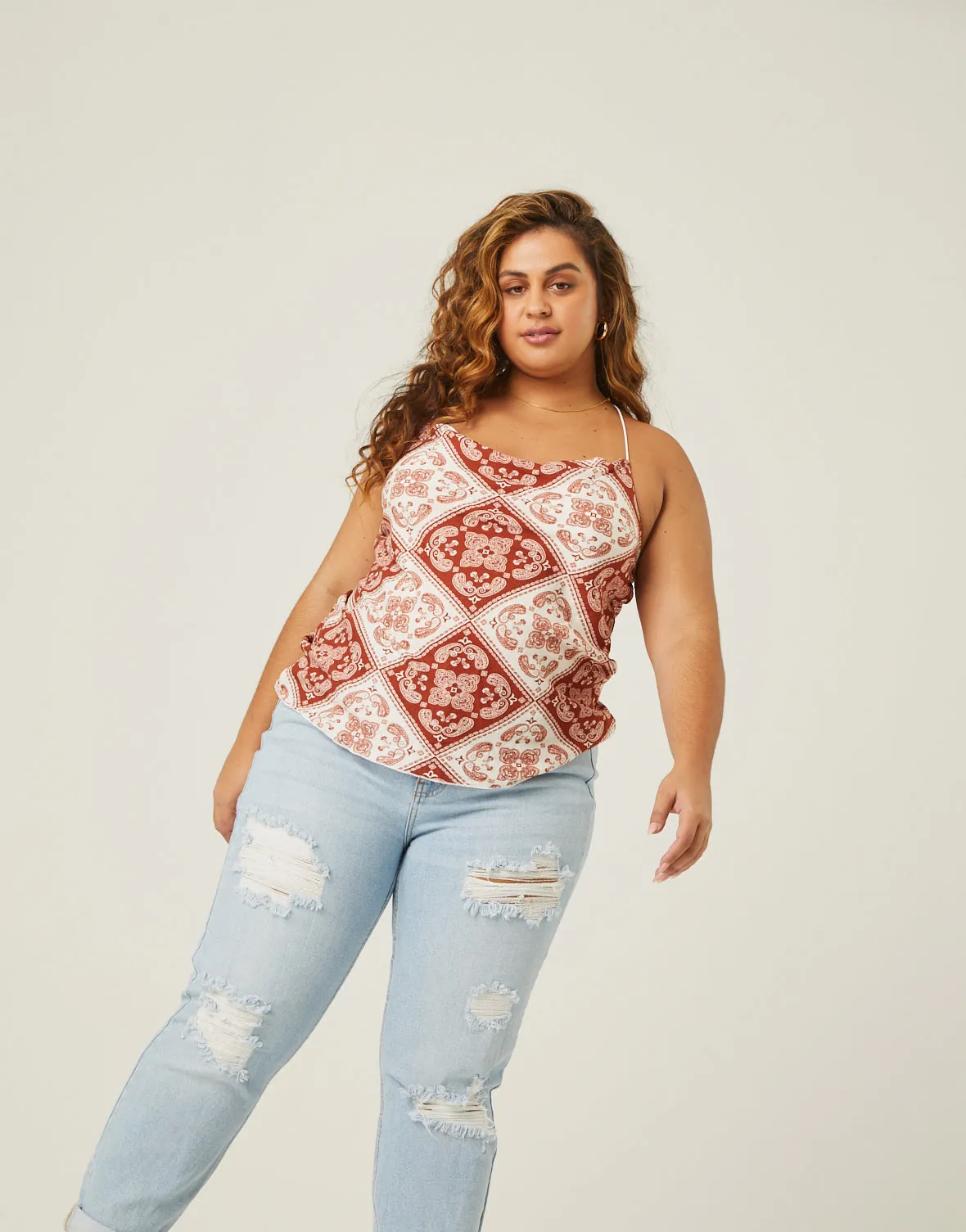 Plus Size Paisley Bandana Print Tank