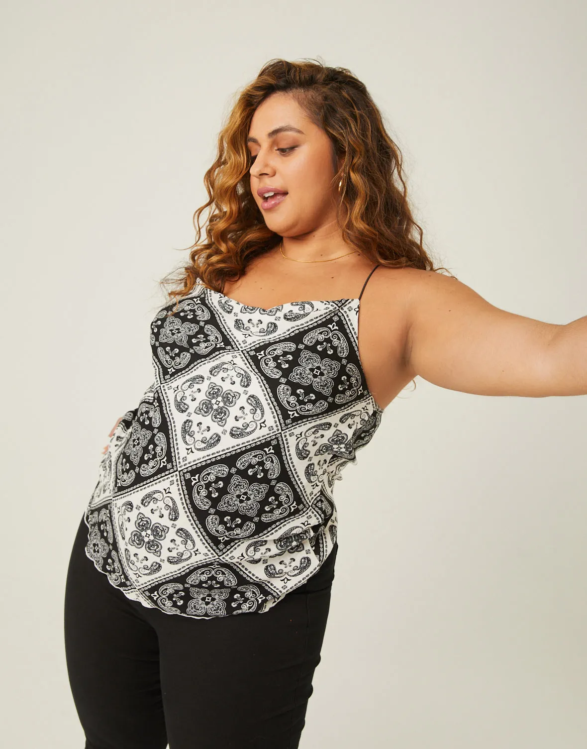 Plus Size Paisley Bandana Print Tank