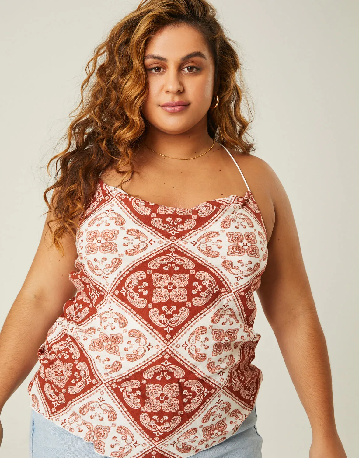 Plus Size Paisley Bandana Print Tank