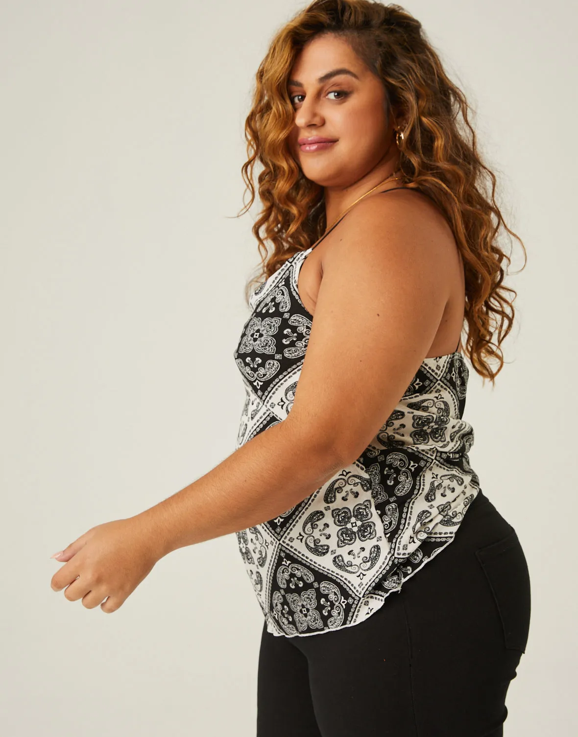 Plus Size Paisley Bandana Print Tank