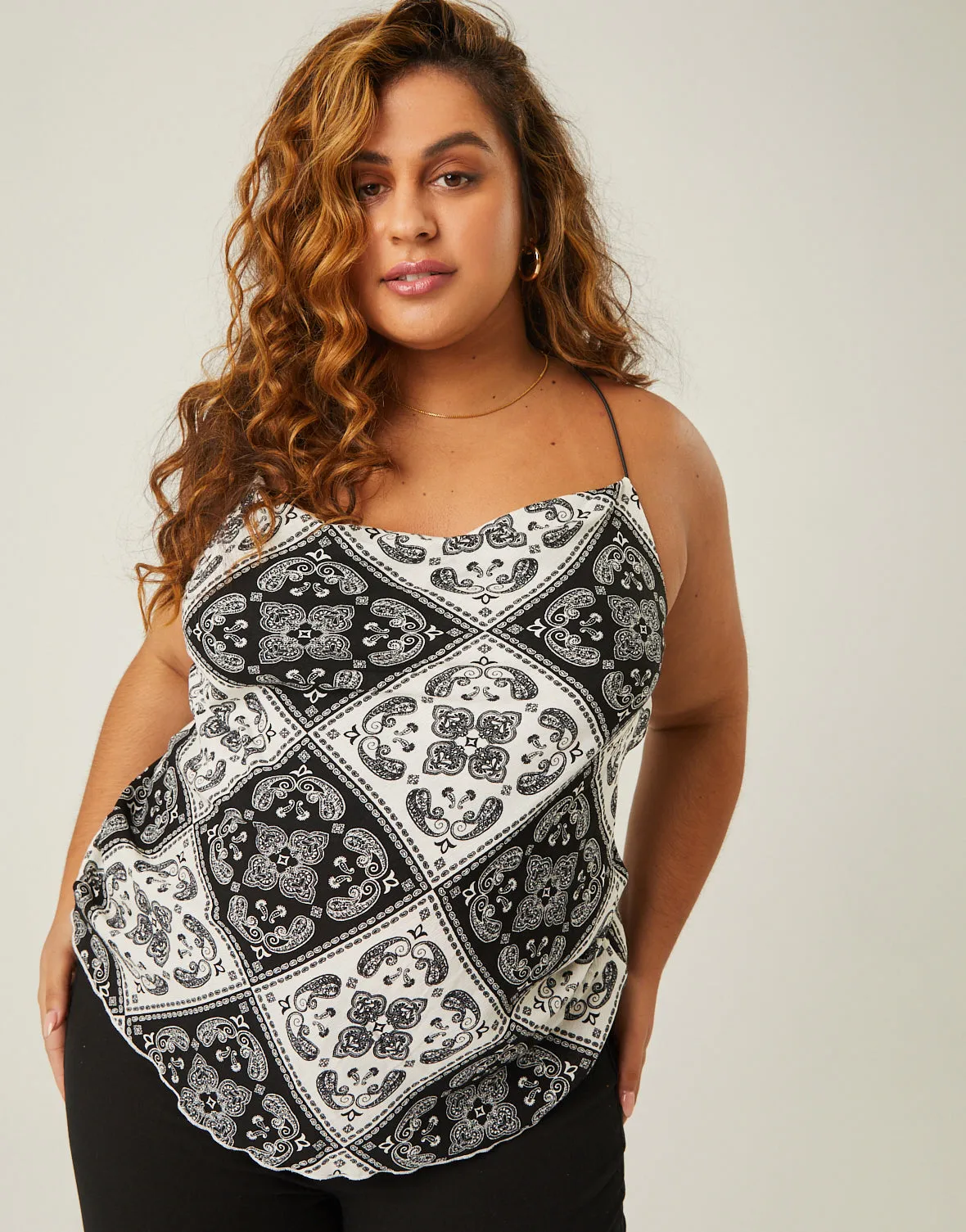 Plus Size Paisley Bandana Print Tank