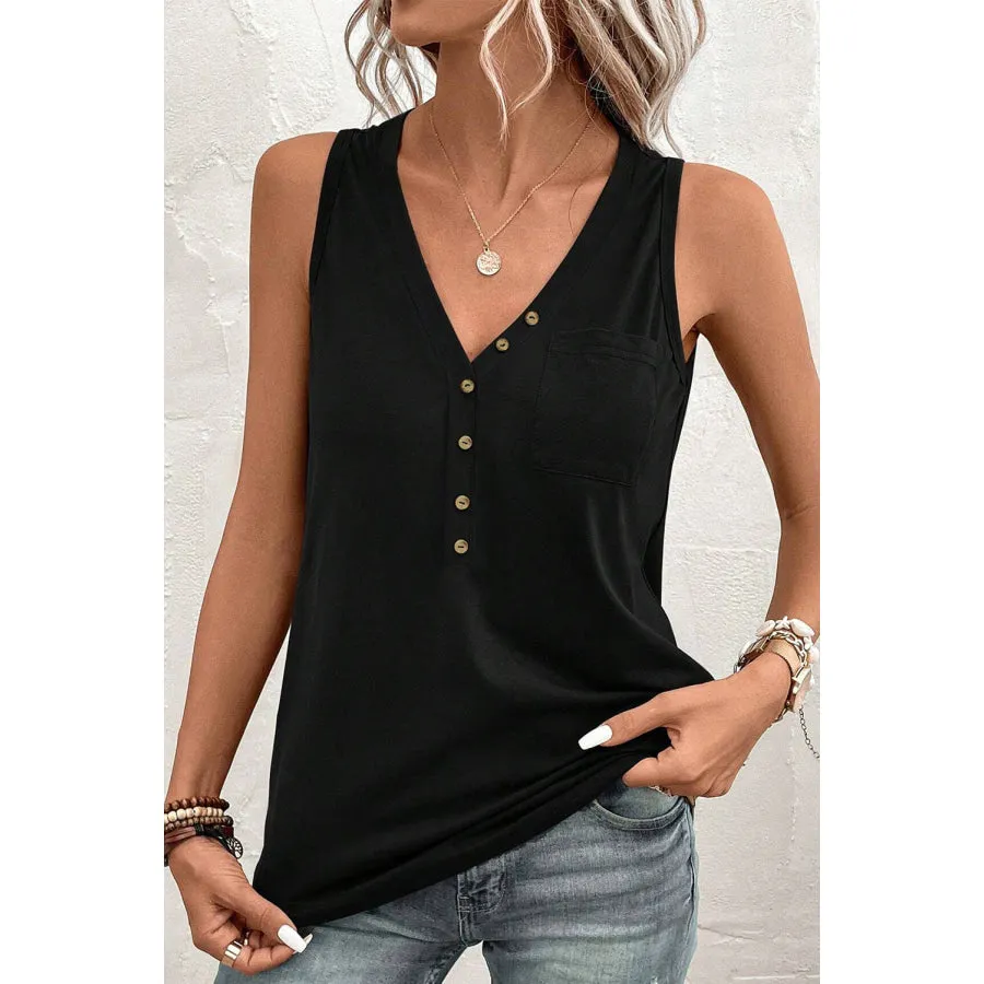 Pocketed V-Neck Wide Strap Tank