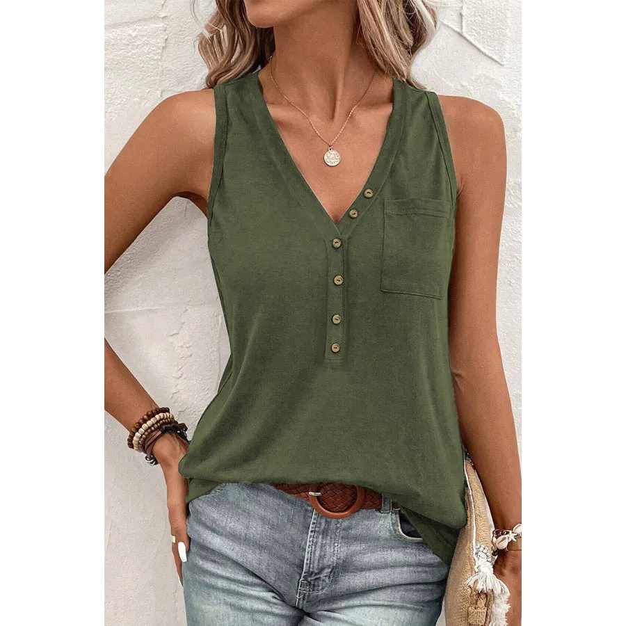 Pocketed V-Neck Wide Strap Tank