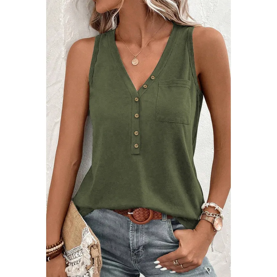 Pocketed V-Neck Wide Strap Tank