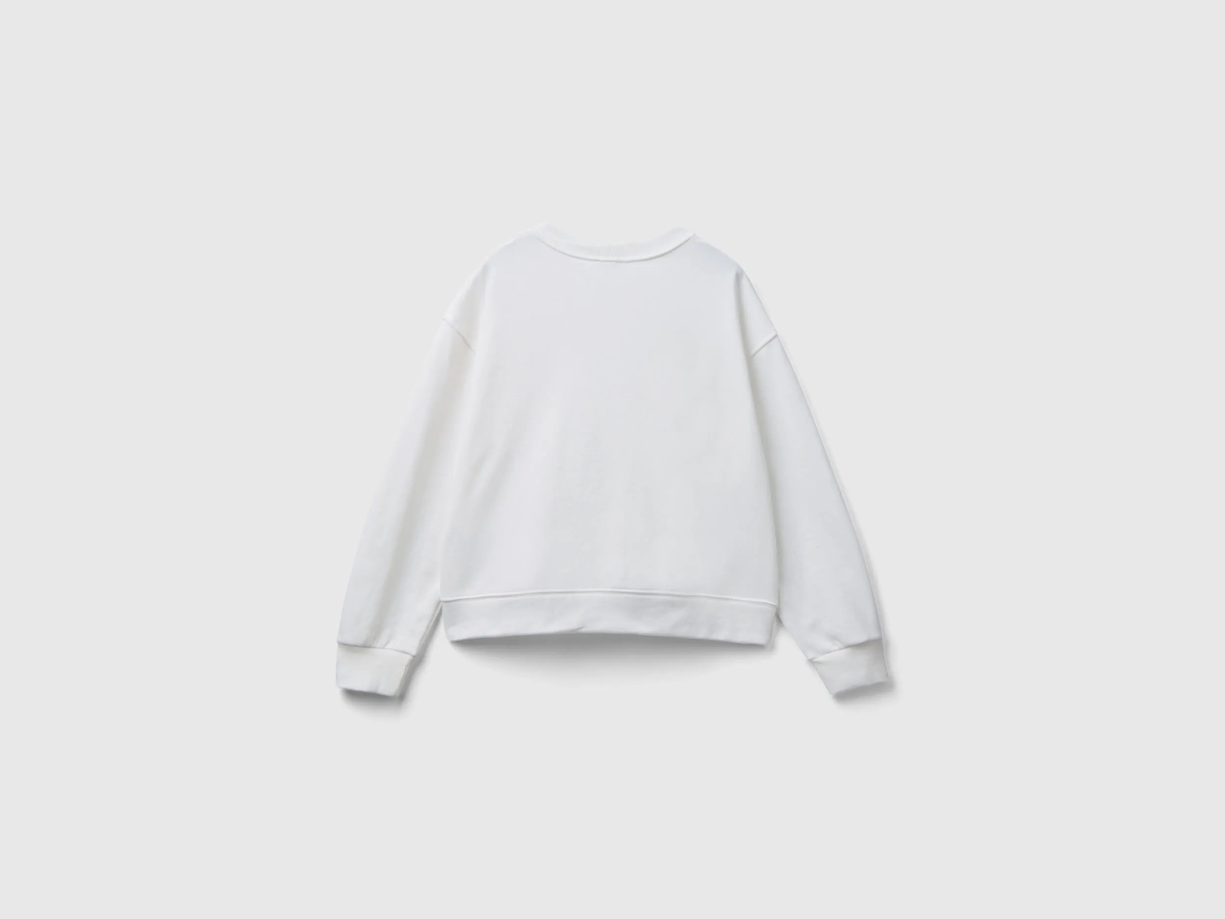 Pullover sweatshirt in cotton blend - Creamy White | Benetton