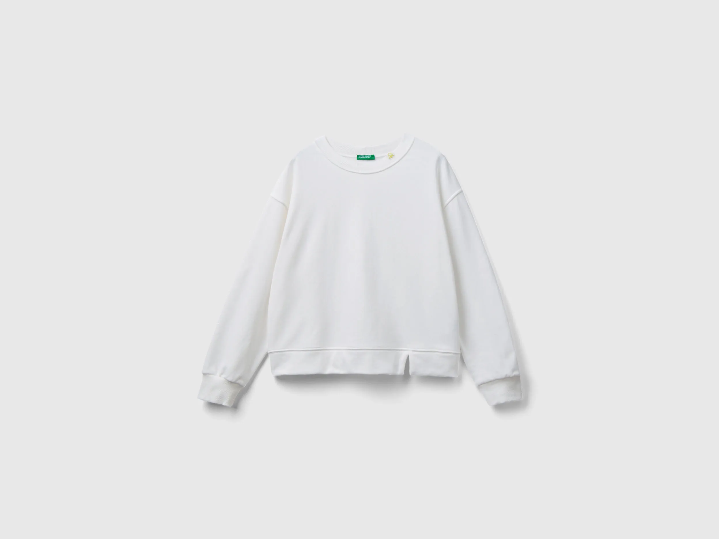 Pullover sweatshirt in cotton blend - Creamy White | Benetton