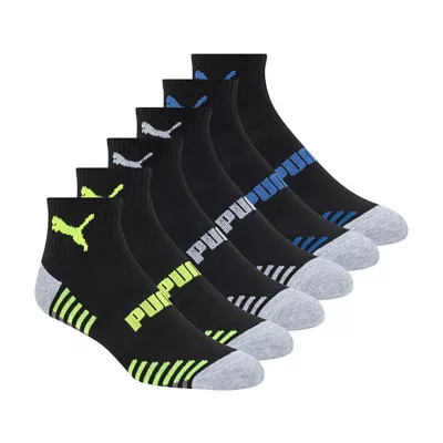 PUMA 6 Pair Quarter Ankle Socks Mens