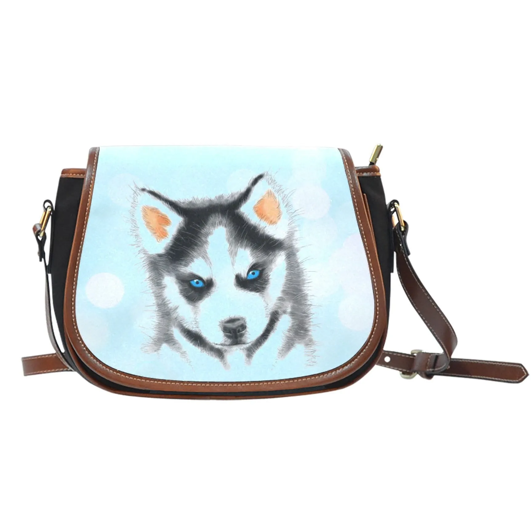 Puppy Husky Leather Trim Cross Body Bag