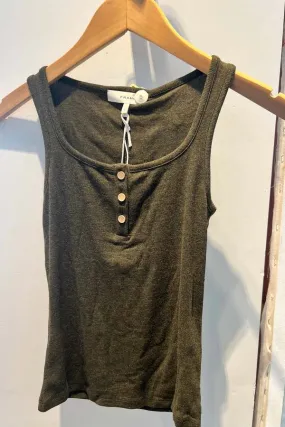 Rib Scoop Button Tank - Military Heather