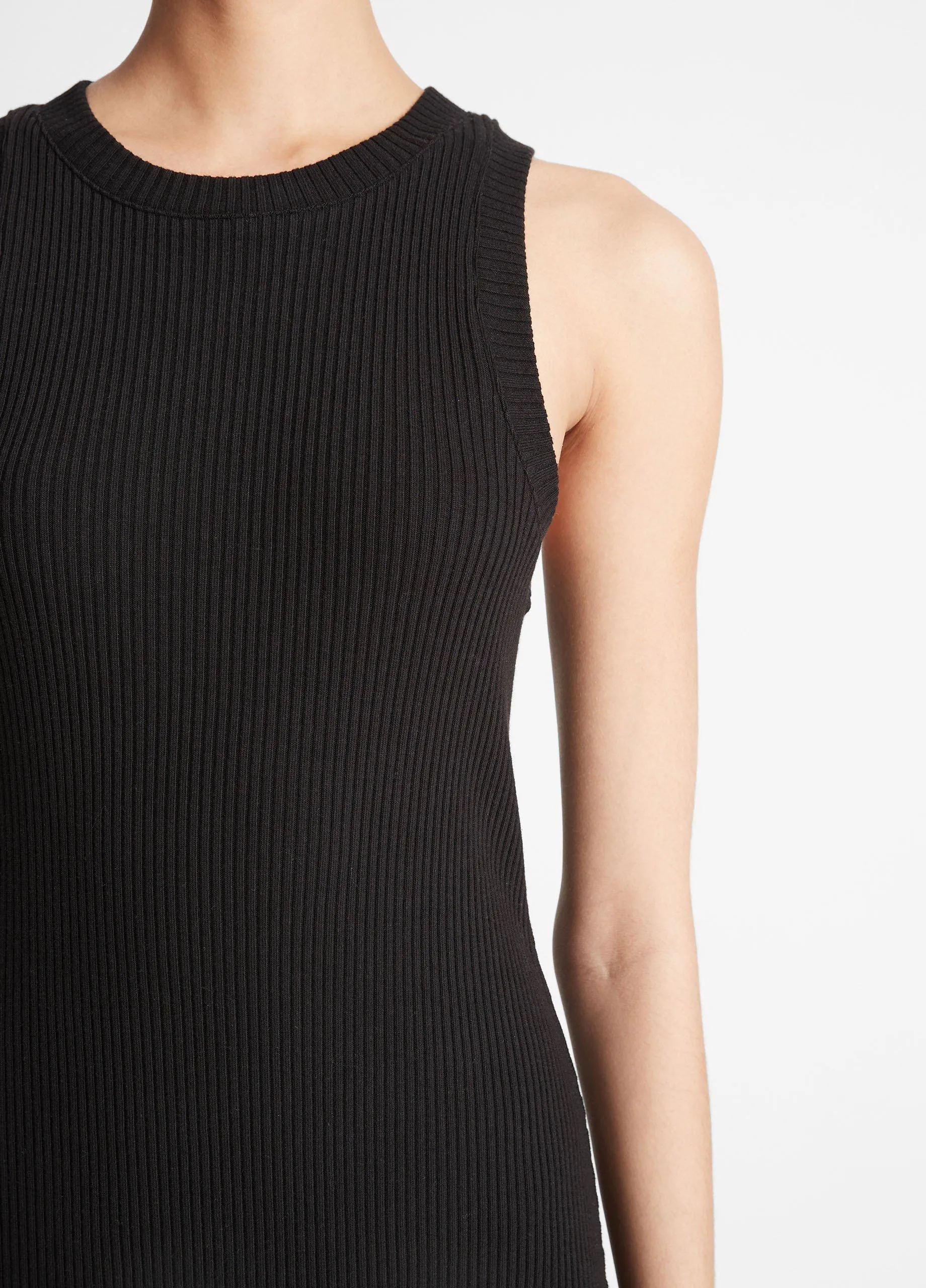 Ribbed High-Neck Tank Dress