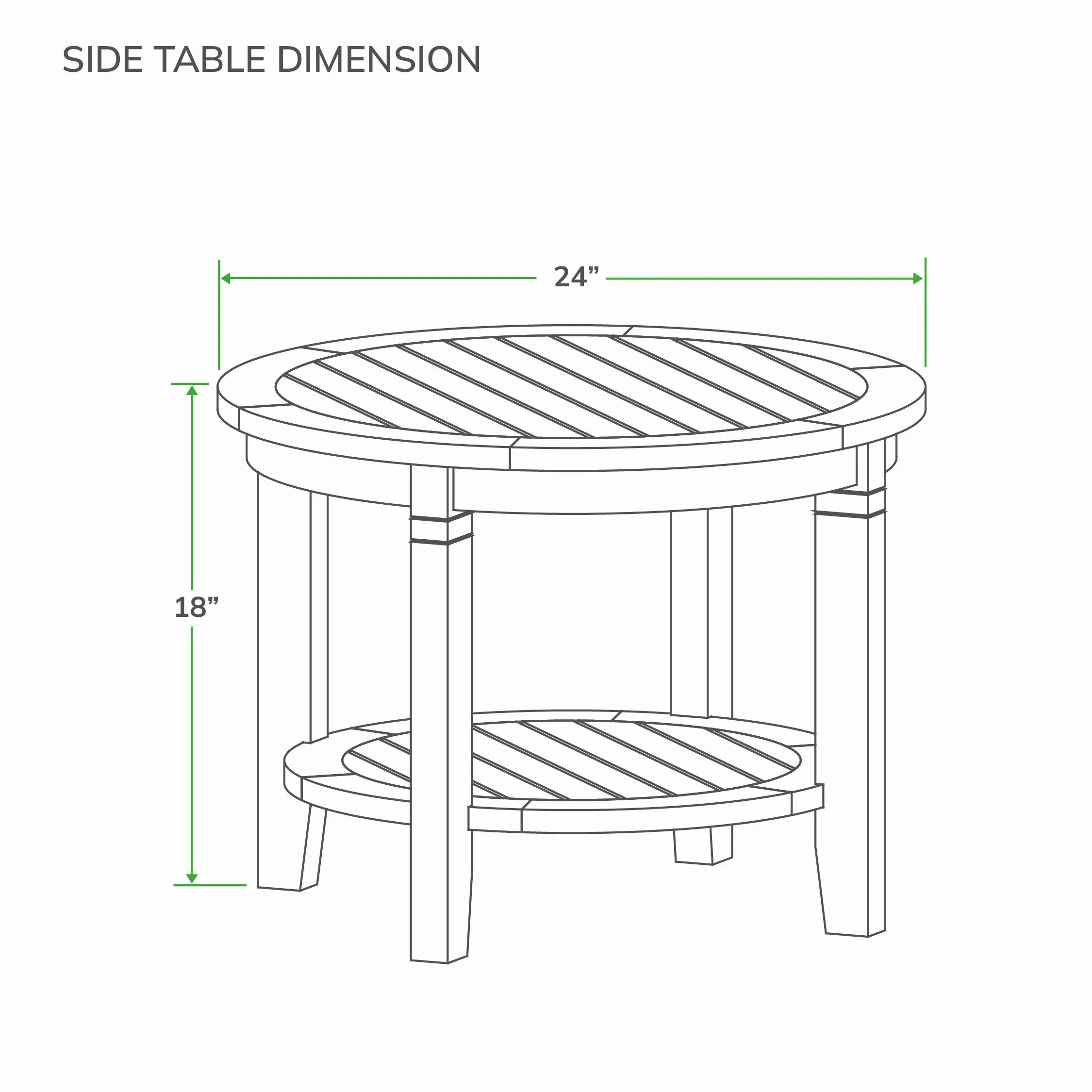 Richmond Teak Wood 24-inch Outdoor Side Table with Shelf