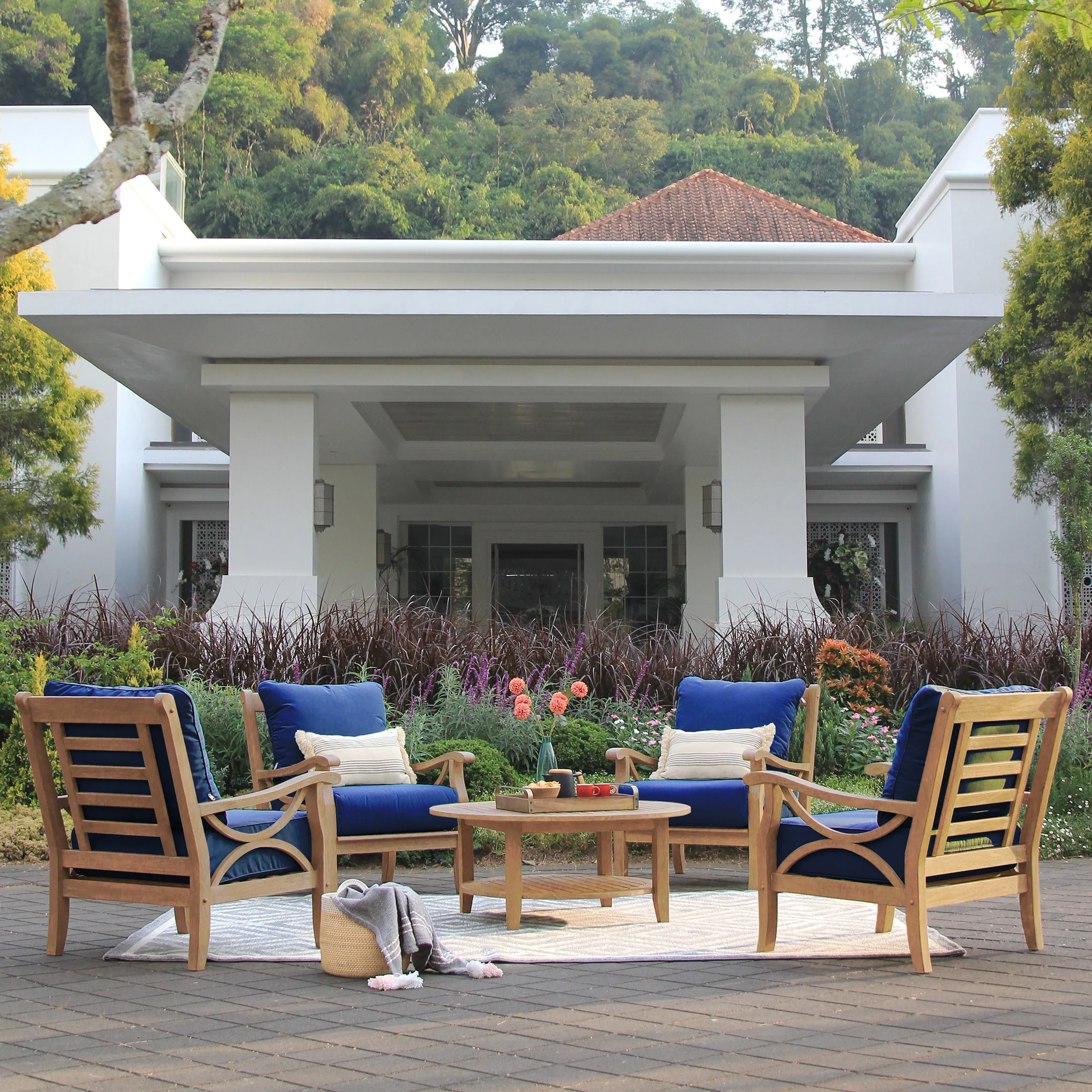 Richmond Teak Wood Outdoor Round Coffee Table