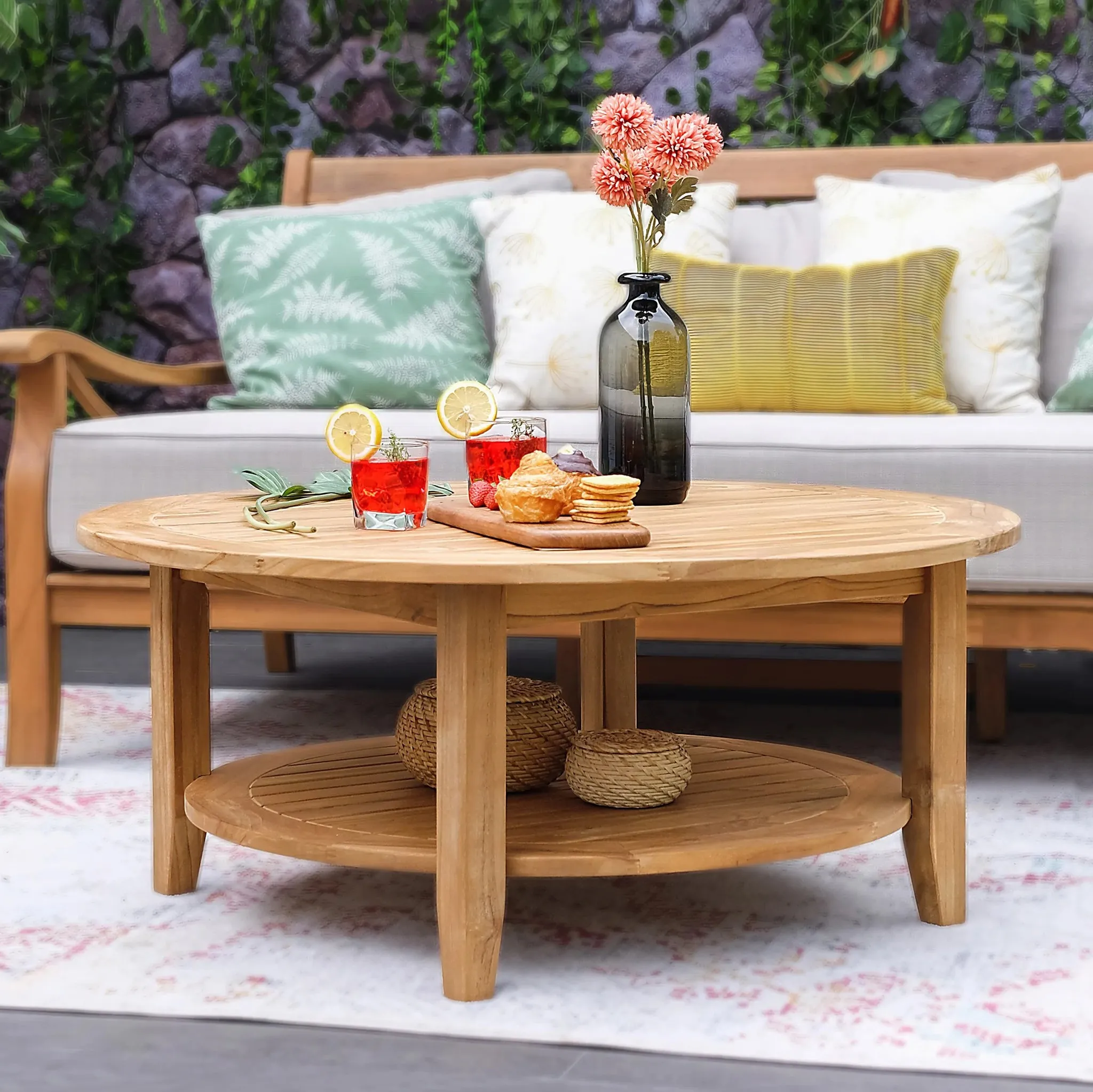 Richmond Teak Wood Outdoor Round Coffee Table