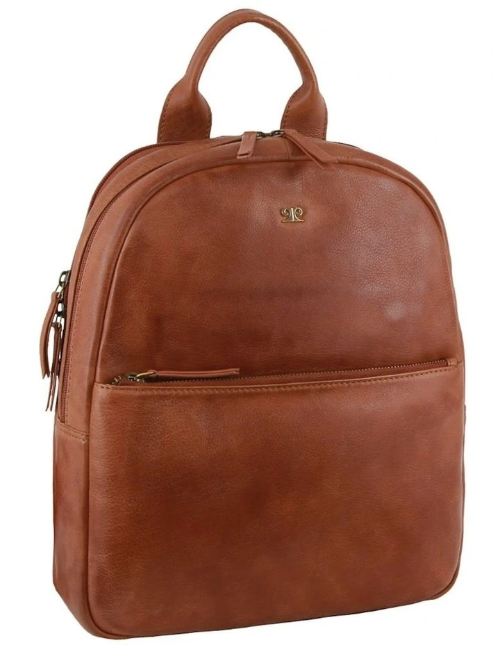 Rustic Leather Business Backpack in Tan