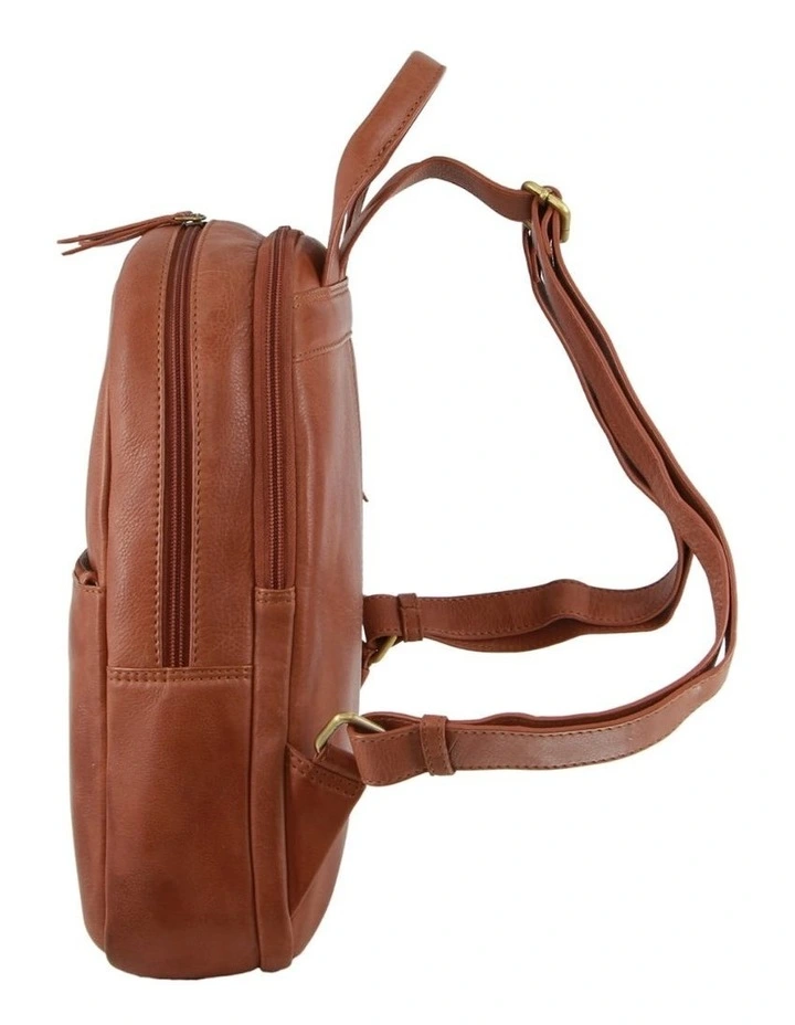 Rustic Leather Business Backpack in Tan