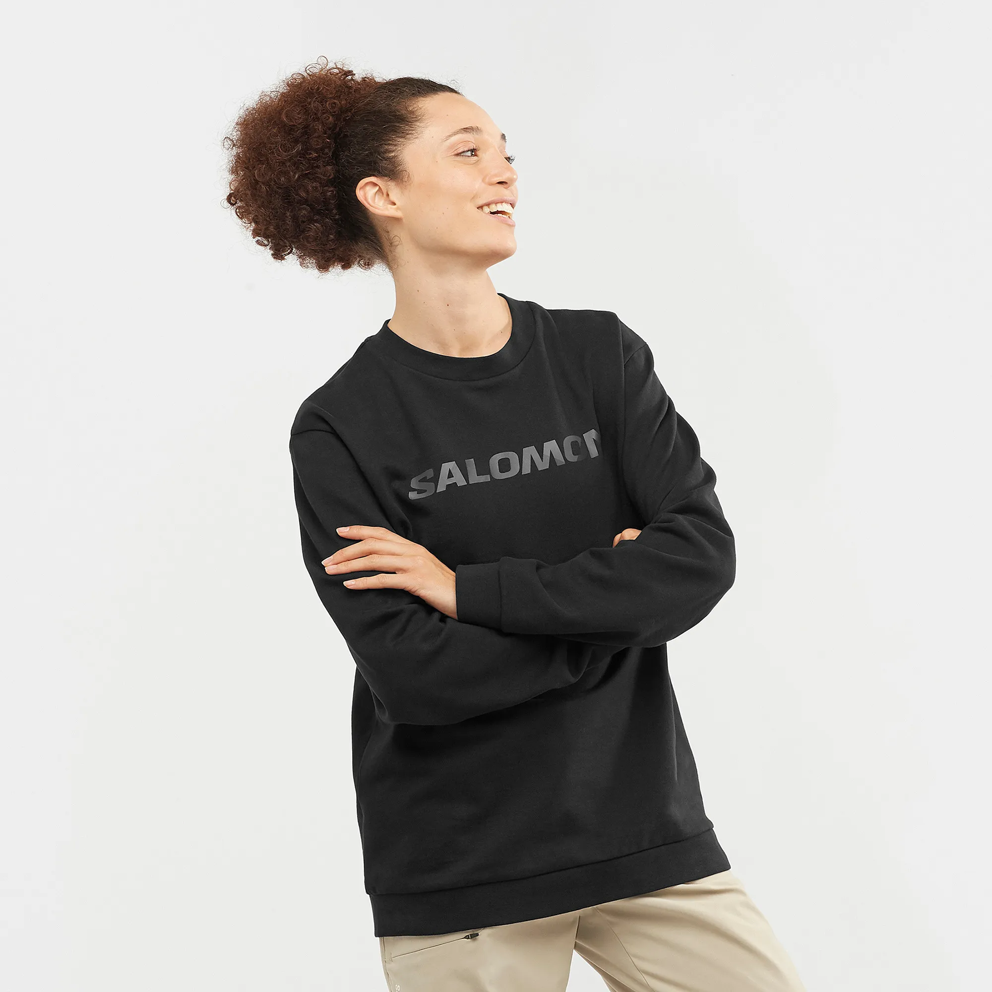 Salomon Unisex Outlife Logo Winter Crew Deep Black/Periscope | Buy Salomon Unisex Outlife Logo Winter Crew Deep Black/Periscope 