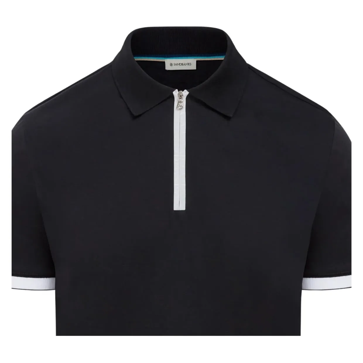 Sandbanks Silicone Zip Black Polo Shirt