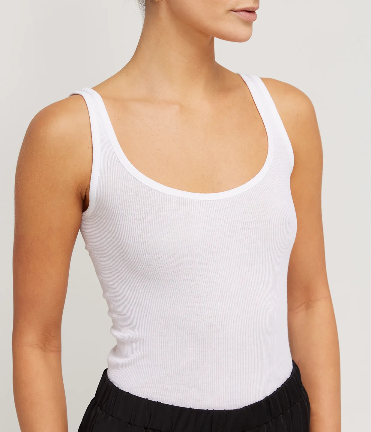 Scoop Neck Tank in White