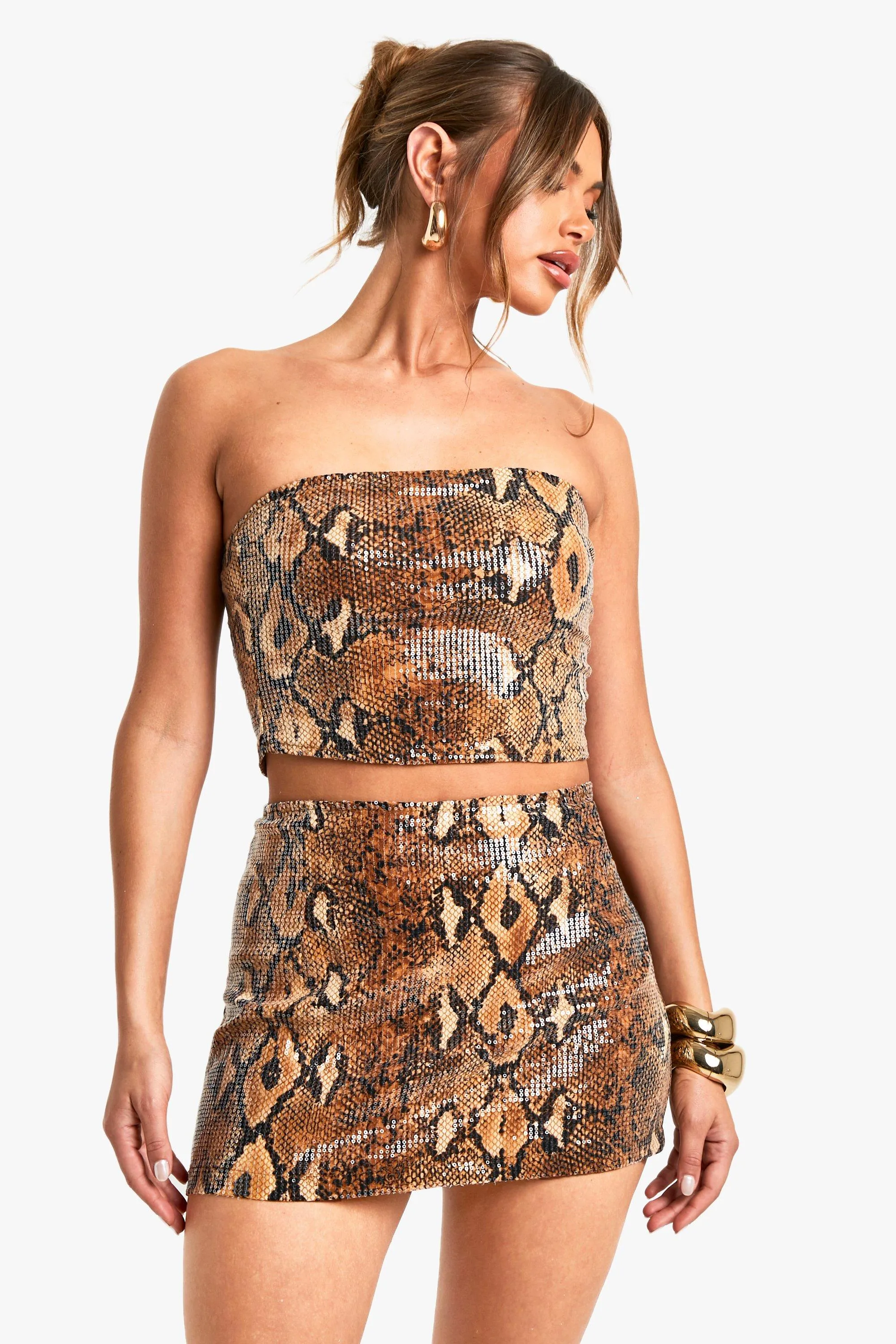 Sequin Snake Mini Skirt