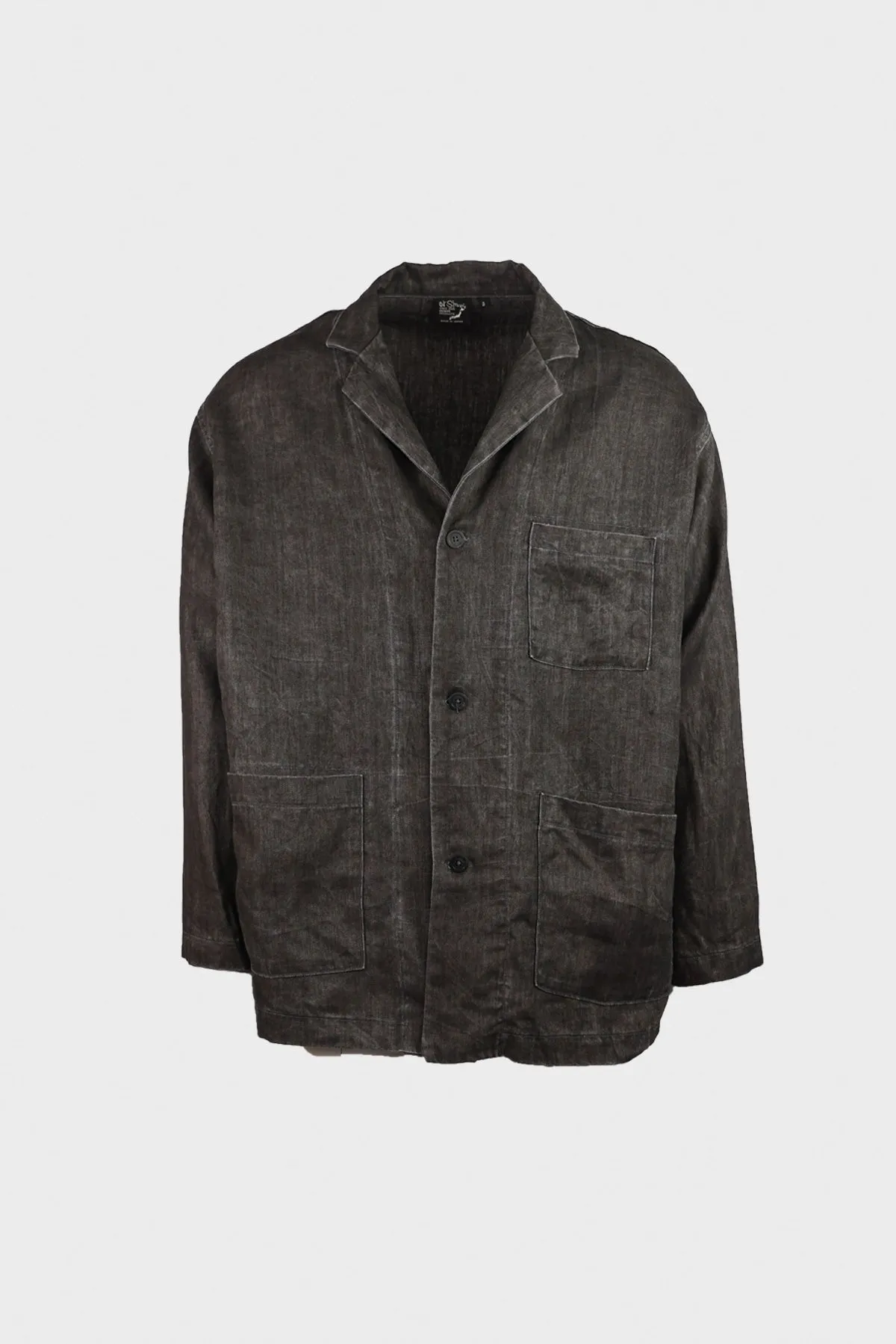 Simple Work Jacket - Sumi Dyed Linen