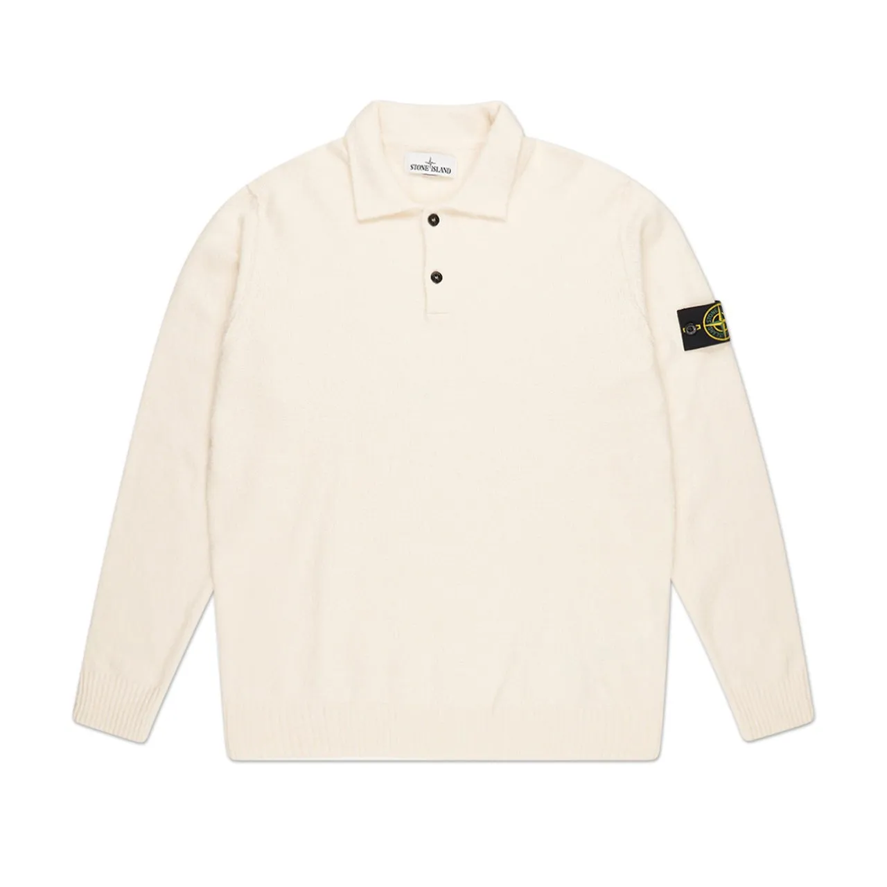 stone island gauzed longsleeve polo (cream)