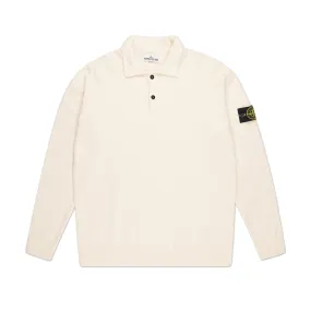 stone island gauzed longsleeve polo (cream)