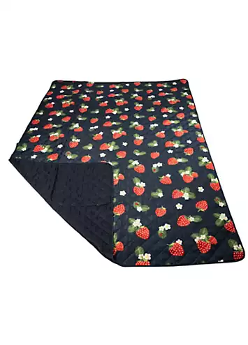 Summerhouse by Navigate Strawberries & Cream Navy Quilted Picnic Blanket | Kaleidoscope