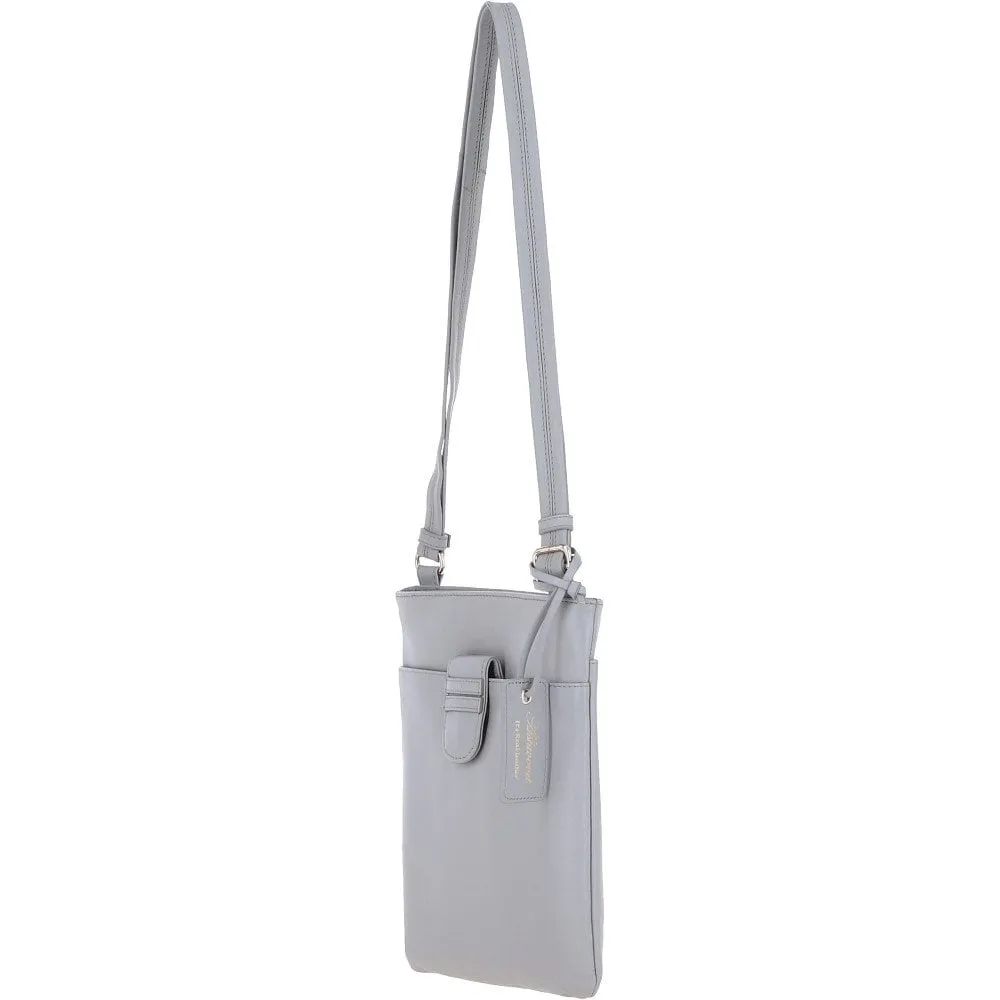 Tab Small Zip Top Leather Cross Body Bag Nude