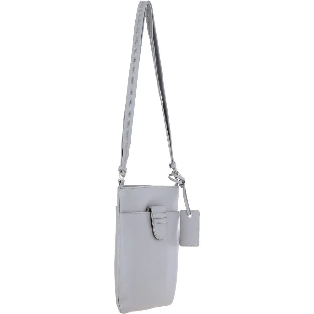 Tab Small Zip Top Leather Cross Body Bag Nude