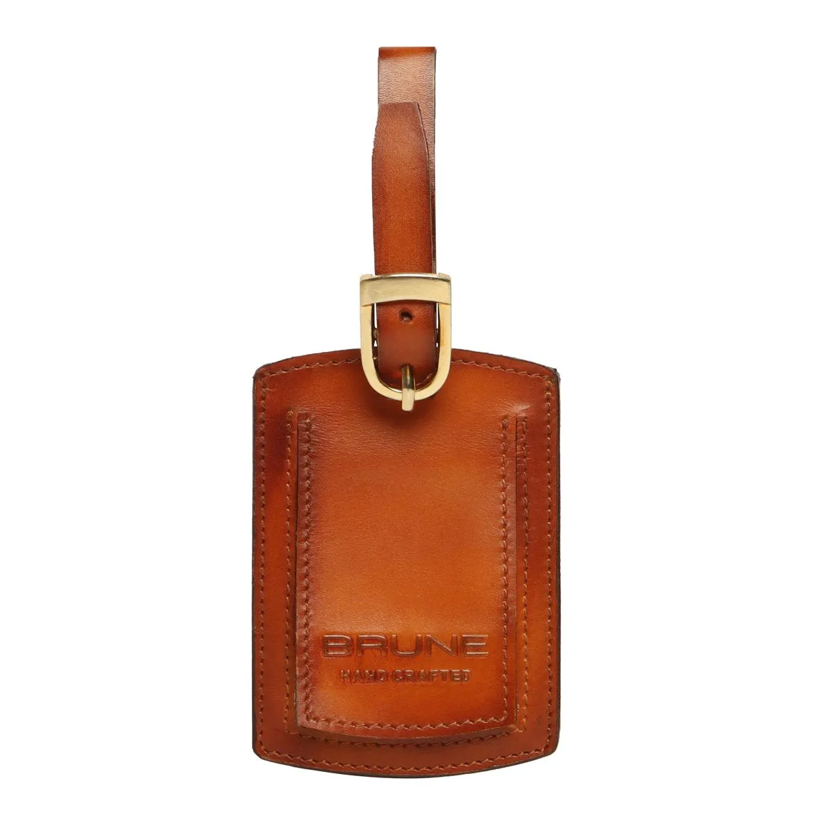 Tan High Veg Tan Leather Bag Tag by Brune & Bareskin