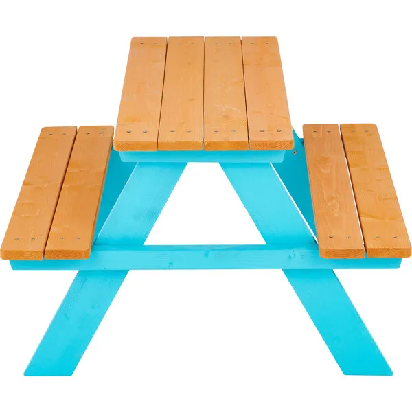 Teamson Kids Outdoor Picnic Table & Chair Set - Wood / Petrol