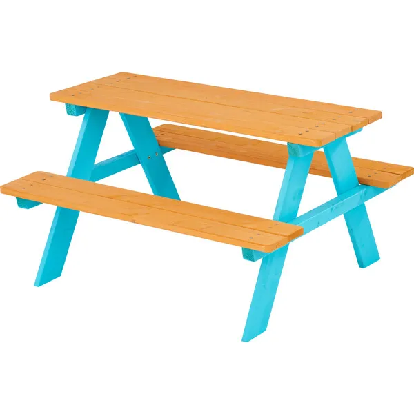 Teamson Kids Outdoor Picnic Table & Chair Set - Wood / Petrol