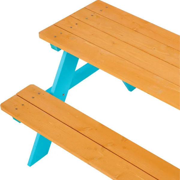 Teamson Kids Outdoor Picnic Table & Chair Set - Wood / Petrol