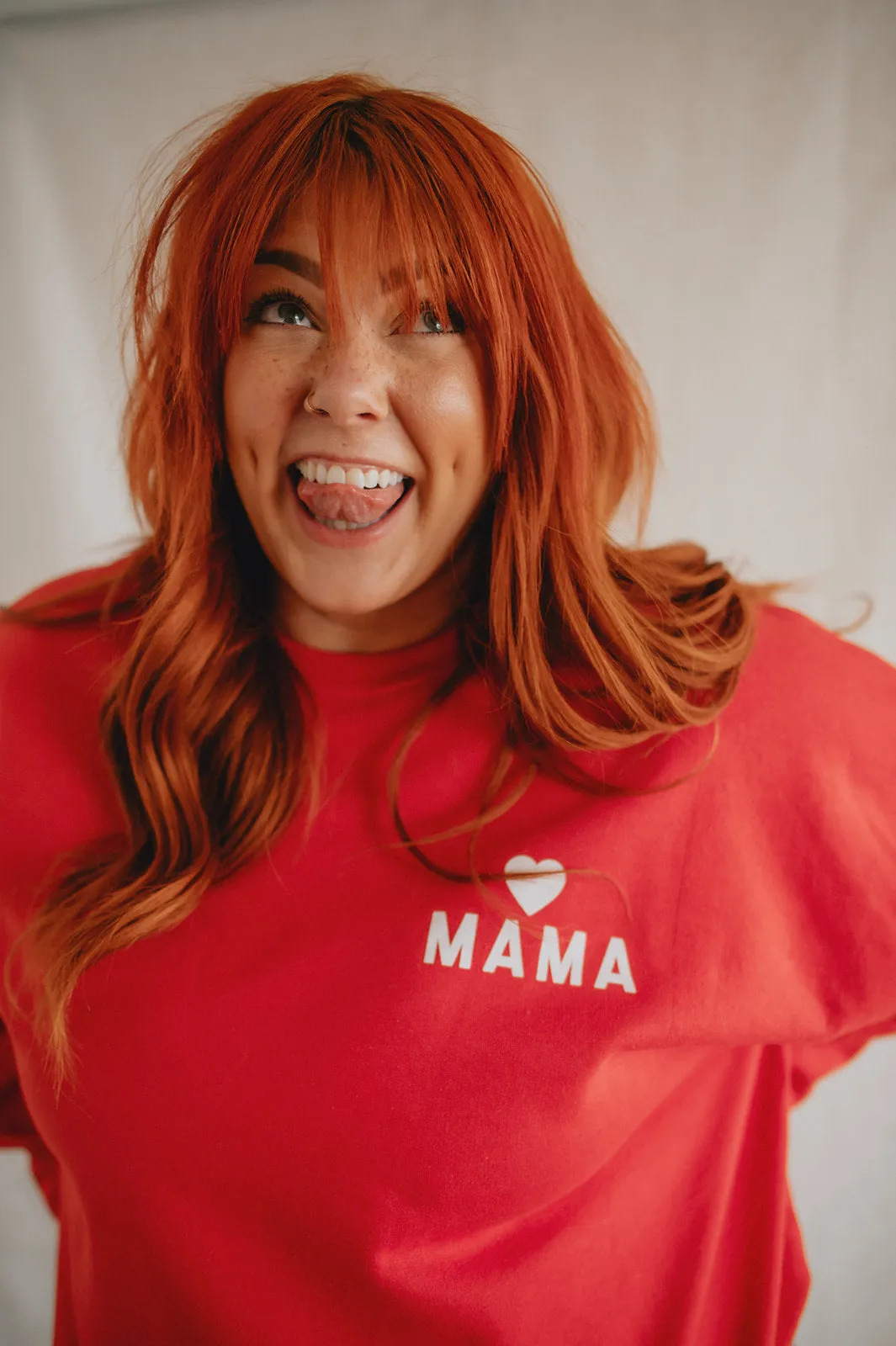 The Mama Heart Pullover Sweatshirt - Red - PLUS