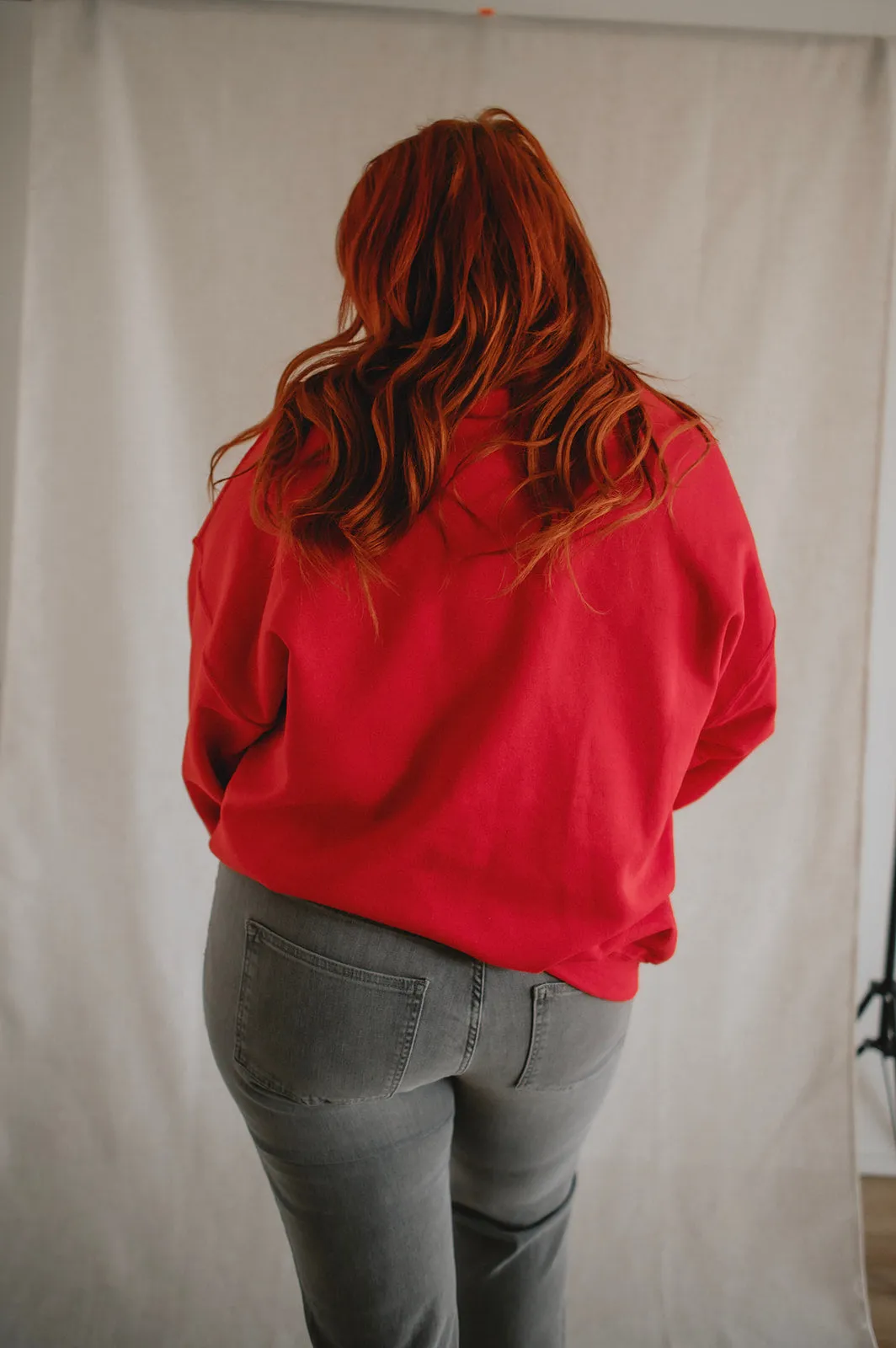 The Mama Heart Pullover Sweatshirt - Red - PLUS