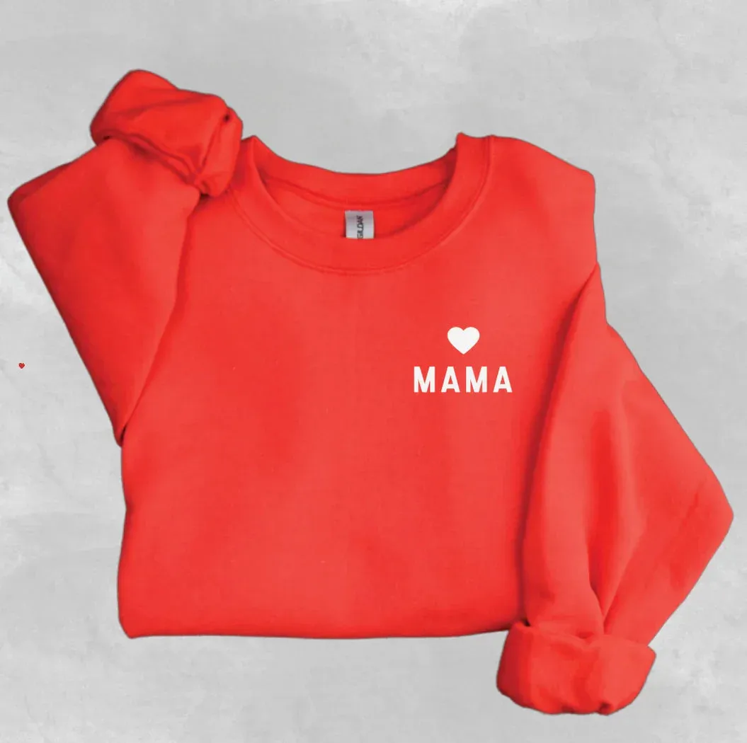 The Mama Heart Pullover Sweatshirt - Red - PLUS