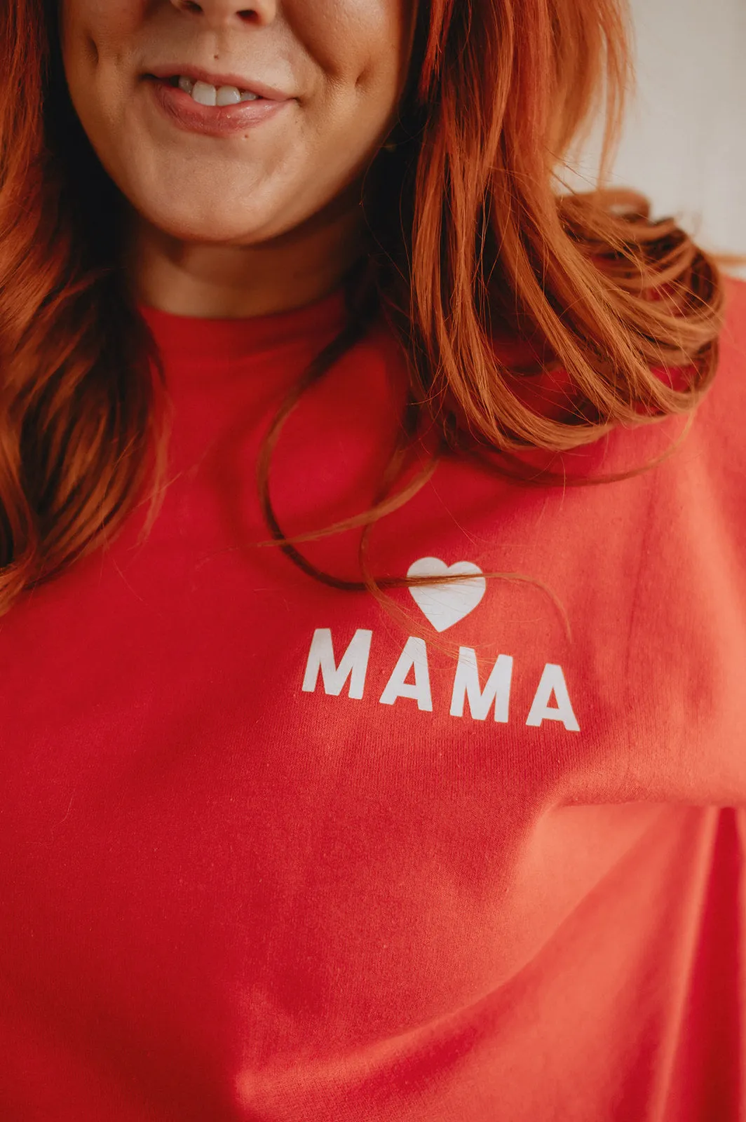 The Mama Heart Pullover Sweatshirt - Red - PLUS