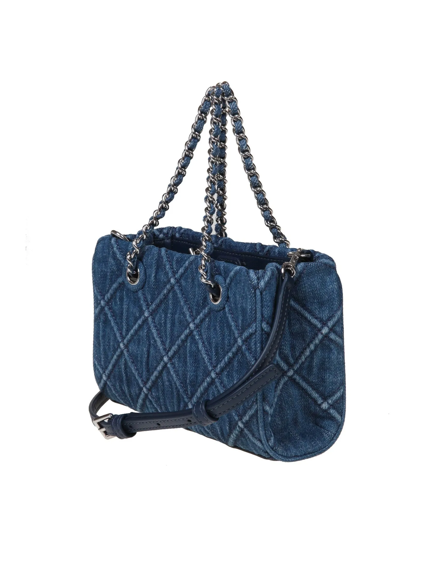 TORY BURCH FLEMING MINI TOTE IN DENIM WITH LOGO