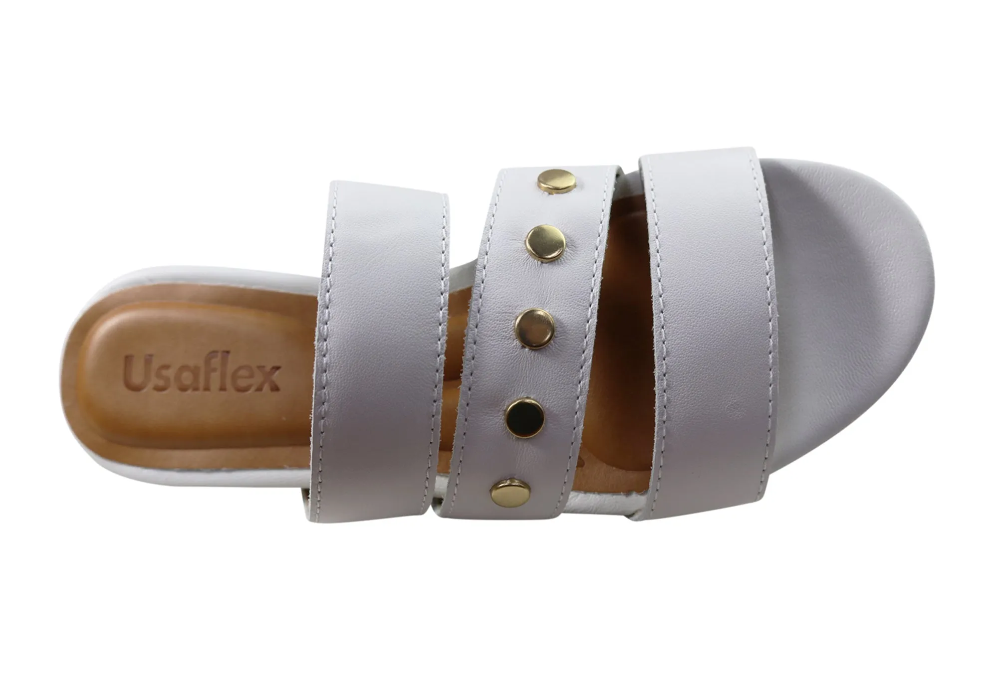 Usaflex Skyler Womens Comfort Leather Slides Sandals Made In Brazil